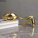 GobekUsa Gilded Lips & Leg Resin Figurines Sculpture for Modern Home Decor