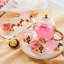 GobekUsa Daisy Enamel Crystal Glass Teapot Set for Hot and Cold Drinks