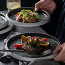 GobekUsa Ice Cracked Glaze Ceramic Grey Plate and Bowls Set