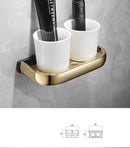 GobekUsa Gold & Black Bathroom Hardware Set: Shelf, Towel Rack, Paper Holder, Brush Holder