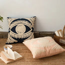 GobekUsa Embroidered Cotton Pillow Cover 45x45cm, Navy Pink Decorative Throw Pillow