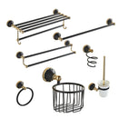 GobekUsa Gold Black Bathroom Accessories Set, Towel Bar, Toilet Brush Holder, Paper Holder