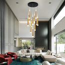 GobekUsa LED Spiral Chandelier for Home, Black Chrome Gold Stairwell Lighting