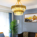 GobekUsa Golden Stainless Steel K9 Crystal Chandelier for Elegant Dining Room Lighting
