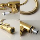 GobekUsa Golden Kitchen Faucet Vessel Sink Swivel Mixer Tap with Pull Down Spring