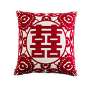 GobekUsa Double Happiness Embroidered Red Traditional Lumbar Pillow Cases 45x45cm