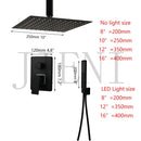 GobekUsa Black Bathroom Shower Faucet Set with Ceiling Mount LED Shower Head Mixer Tap