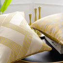 GobekUsa Gold Geometry Cut Velvet Embroidered Lumbar Pillow Cover Chic Style 35x50cm