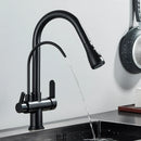 GobekUsa Black Dual Modes Kitchen Faucet 2 in 1 Pure Water Mixer Tap