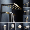 GobekUsa Gold & Black Bathroom Set - Shelf, Towel Rack, Holder, Brush Holder & More