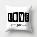 GobekUsa Black White Flocking Pillowcase 45*45cm Fashion Living Room Sofa Cushion