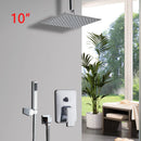 GobekUsa 8/16 Inch Chrome Shower Set with Rainfall Head, Ceiling Mount Mixer, Brass Faucet