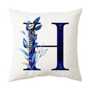 GobekUsa Blue Alphabet Flower Letter Pillowcase for Home Decor