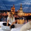 GobekUsa City Night Scene Tapestry with European London Style Wall Hanging
