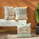 GobekUsa Boho Style Cotton Woven Pillow Cover with Tassels & Pompom - 45x45cm
