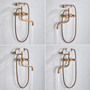 GobekUsa Antique Brass Wall Mount Bath Shower Mixer Tap with 30cm Spout Rotation