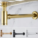 GobekUsa Brass Basin Wast Drain P-trap for Bathroom Sink - Black/Brushed Gold/Chrome