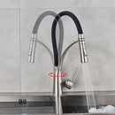 GobekUsa LED Swivel Pull Down Kitchen Faucet with Hot and Cold Water Mixer
