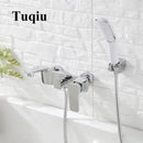 GobekUsa Gold & White Wall Mounted Bathtub Faucet, Brass Bath Shower Mixer