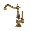 GobekUsa Antique Brass Basin Faucet Long Spout Flower Carved Sink Tap 360 Rotation