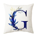 GobekUsa Blue Alphabet Flower Letter Pillowcase for Home Decor