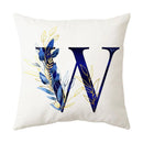 GobekUsa Blue Alphabet Flower Letter Pillowcase for Home Decor