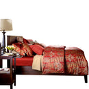 GobekUsa Chinese Red Satin Cotton Wedding Duvet Set - Luxury Handmade Retro Bedding