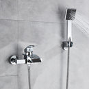 GobekUsa Black Wall Mount Bathtub Shower Faucet with Waterfall Spout