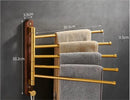 GobekUsa Brushed Gold Wood Swivel Towel Hanger Wall Mounted Folding Bathroom Towel Bar