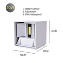 GobekUsa 12W Outdoor/Indoor Motion Sensor LED Wall Lamp Waterproof Aluminum Sconce Light