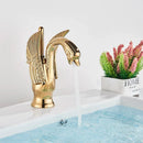 GobekUsa Brass Golden Swan Faucet for Bath Basin, Cold & Hot Water Mixer Tap