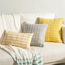GobekUsa Cotton Woven Check Yellow Grey Ivory Cushion Cover for Home Living Room
