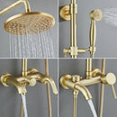 GobekUsa Brushed Gold Rainfall Shower Set Mixer Tap Tub Bathtub Faucet Brass