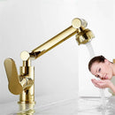 GobekUsa Gold and Black Bathroom Faucet with Hot Cold Water Mixer - Deck Mounted