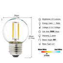 GobekUsa LED String Lights Retro Edison E27 Bulbs 2PCS G40 1W Warm White 2700K