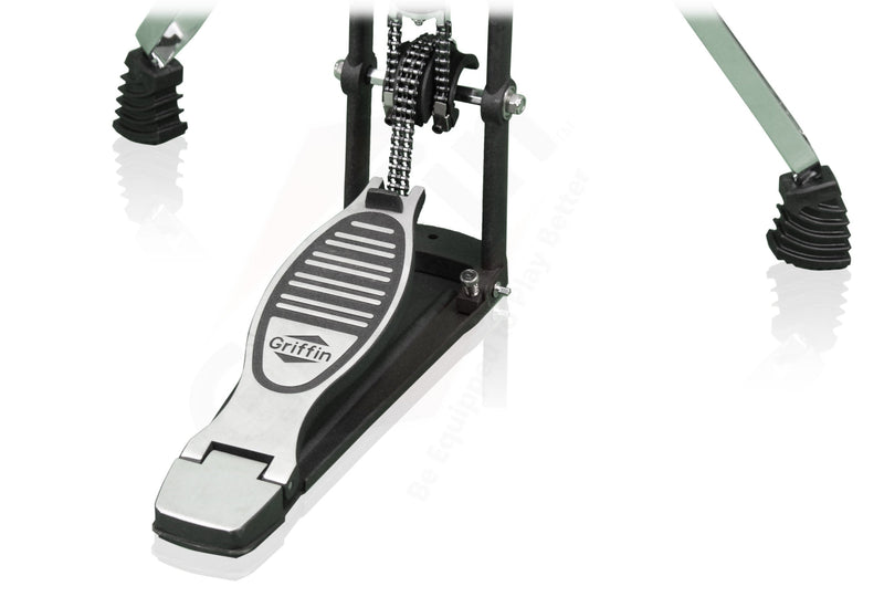 2 Leg Hi-Hat Stand by GRIFFIN - Premium Heavy Duty Hihat Cymbal Foot Pedal with Drum Key - Folding Two Leg Style Converts to a No Leg High Hat Mount