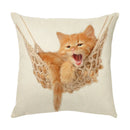 GobekUsa Cute Cat Face Decorative Cushion Cover Soft Linen Pillow for Home Sofa