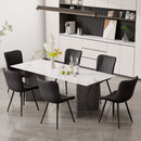 Upholstered Dining Chairs Set of 2 — Modern Armless PU Leather Side Chairs with Metal Legs, Black