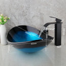 GobekUsa Blue Tempered Glass Waterfall Basin Tap Set