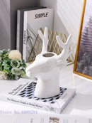 GobekUsa Deer Head Ceramic Vase - Home Decor Animal Head Flower Vase