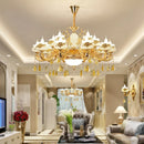 GobekUsa Gold Crystal LED Chandelier: Elegant Lighting for Living Room, Hotel, or Villa Hall