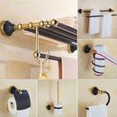 GobekUsa Gold Black Bathroom Accessories Set, Towel Bar, Toilet Brush Holder, Paper Holder