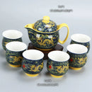 GobekUsa Dragon Teapot Tea Set, Porcelain Kung Fu Teaware for Puer Oolong Ceremony