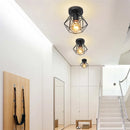 GobekUsa Iron Frame Cage Ceiling Light Fixture Modern Retro Cafe Loft Aisle Lampshade