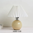 GobekUsa Japanese Ceramic Table Lamps Living Room Pleated Skirt Lampshade Warm Bedroom Lighting