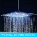 GobekUsa 16" Square LED Light Rainfall Shower Head - Color Changing Brass Showerhead