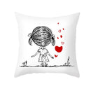 GobekUsa Love Heart Sketch Couple Pillow Cover 45X45CM Peah Skin Print