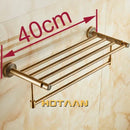 GobekUsa Brass Bath Towel Rack Square Double Towel Shelf Bathroom Accessories