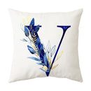 GobekUsa Blue Alphabet Flower Letter Pillowcase for Home Decor