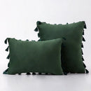 GobekUsa Black Velvet Tassel Fringe Throw Pillow Cover for Bed Sofa Couch